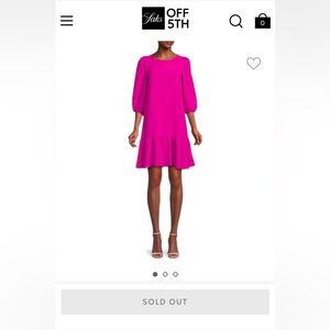 Hot Pink DKNY Ruffle Hem Cocktail Dress.